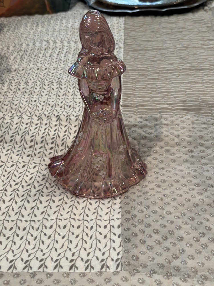 FENTON PINK IRIDESCENT Hand Painted BRIDESMAID SIGNED J. Cunningham.