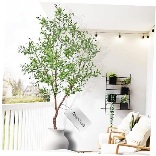 Realistic 7 FT Faux Olive Tree Artificial Indoor Plant 84 Inches  