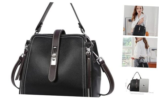 HESHE Leather Purses and Handbags Shoulder Bags Satchel Purses Black-r052