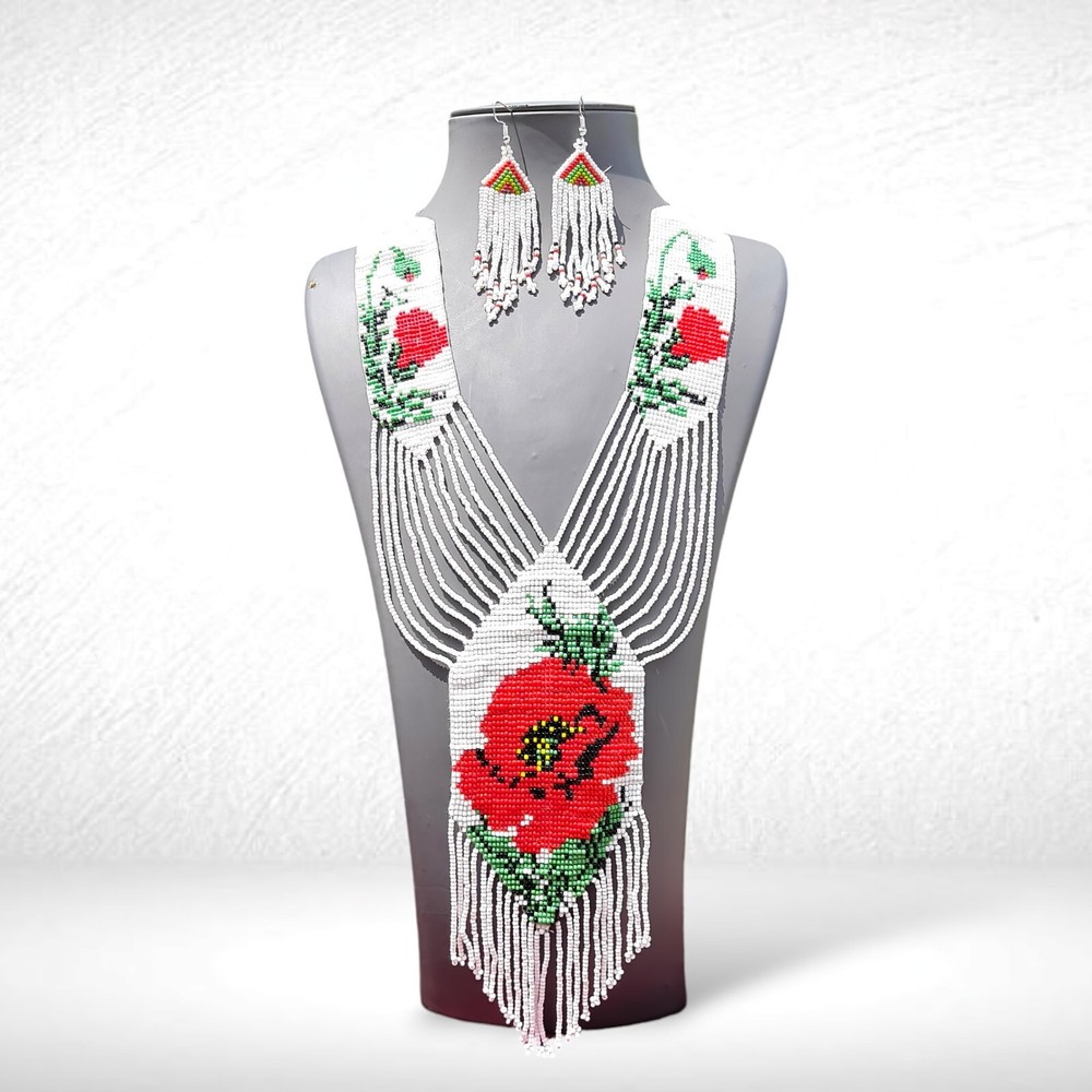 Handmade Boho Seed Bead Multi-Strand Necklace in American Netiv Style