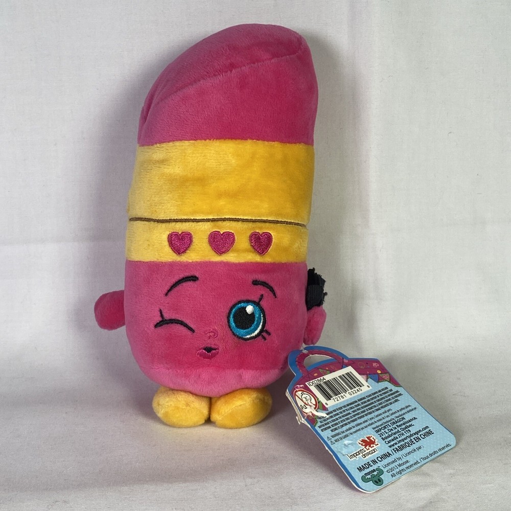 Shopkins 7” Lilly Lipstick Plush With Tag 2013 Pink Smile Kiss