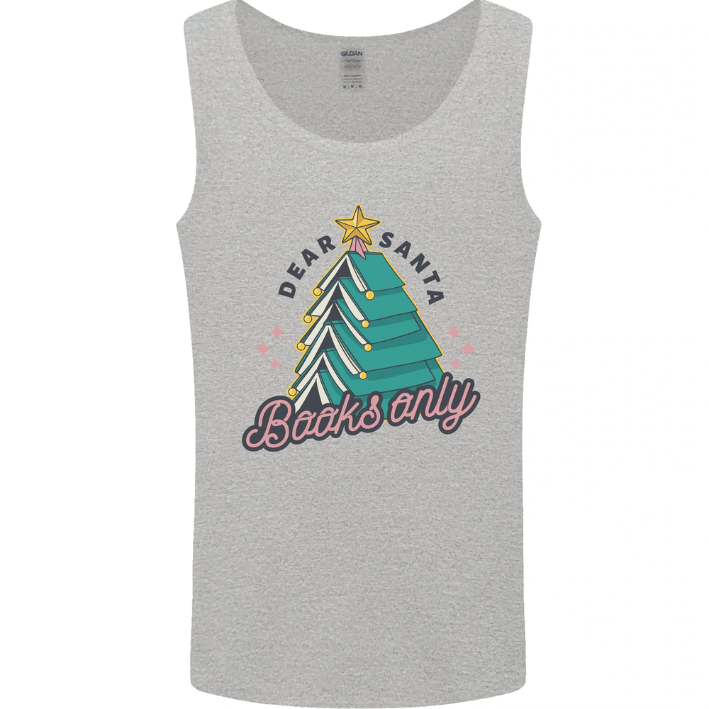 Books Only Christmas Tree Funny Bookworm Mens Vest Tank Top