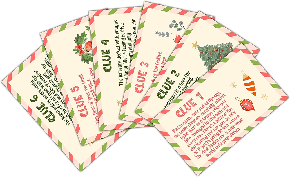 Christmas Scavenger Hunt Game, Christmas Treasure Hunt Clue Cards, Christmas Gam