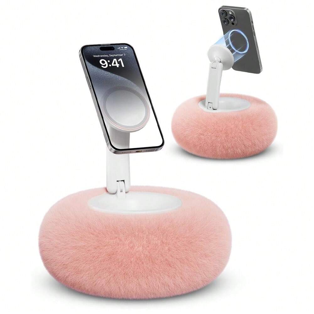 Plush Magnetic Phone Pillow Holder for Hands-Free Viewing