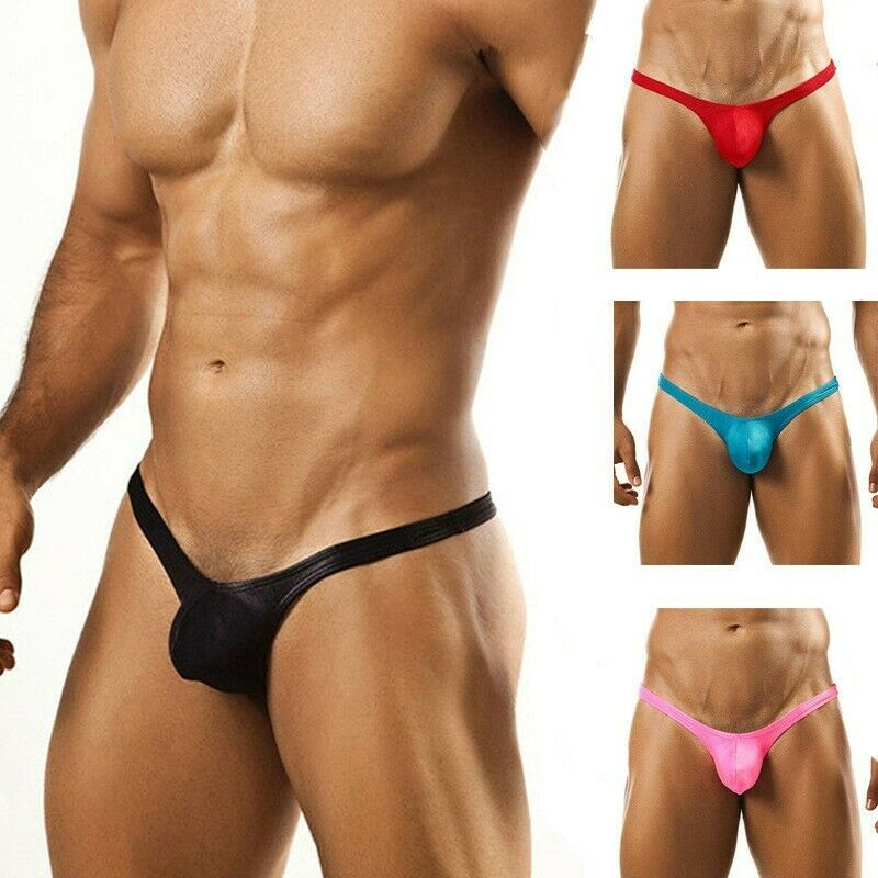 Men Sissy Bulge Pouch Briefs Thong Lingerie Slim Low Rise Bikini Soft Underwear