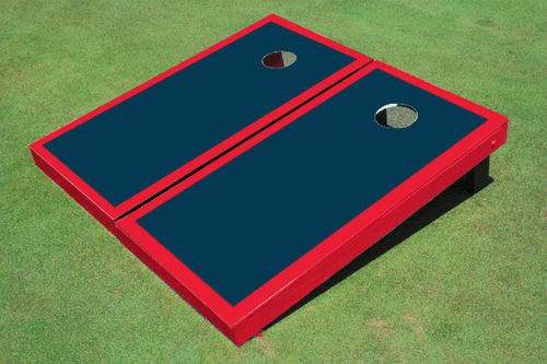 Navy And Red Matching Border Custom Cornhole Board