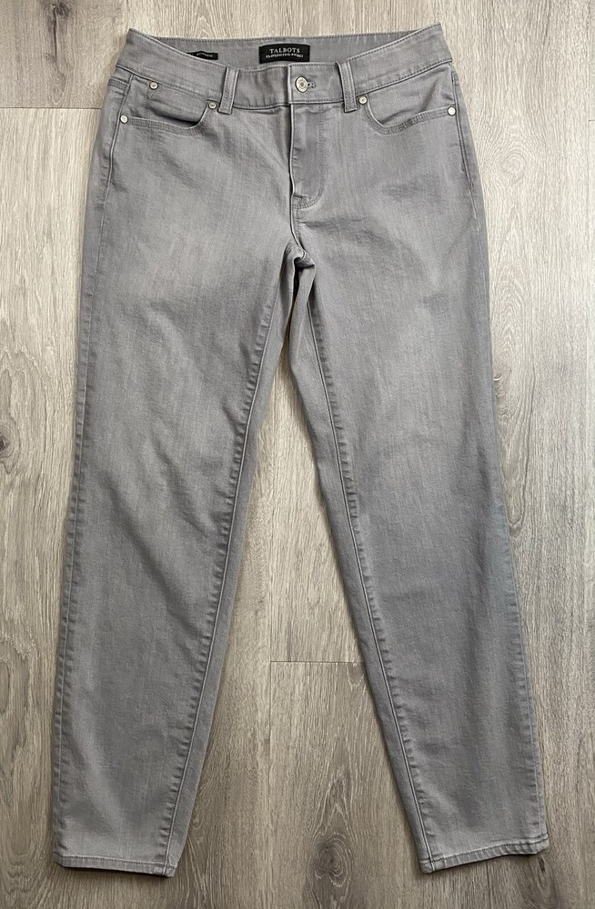 Talbots Womens Flawless Five Pocket Boyfriend Jeans Gray Stretch Denim Size 2