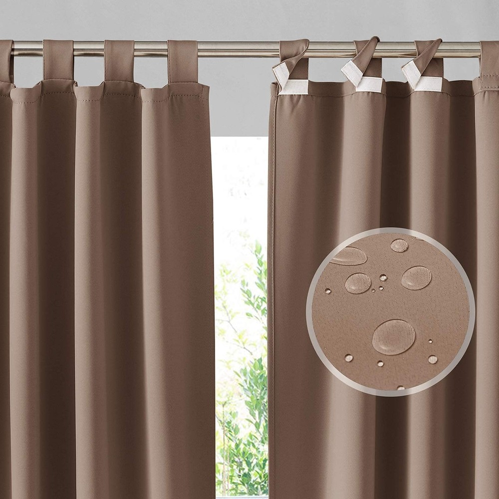 Waterproof Blackout Patio Curtains - 2 Detachable Panels for Outdoor Use