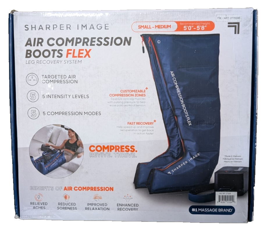 Sharper Image Air Compression Boots Flex Leg Recovery System Small/Medium NEW