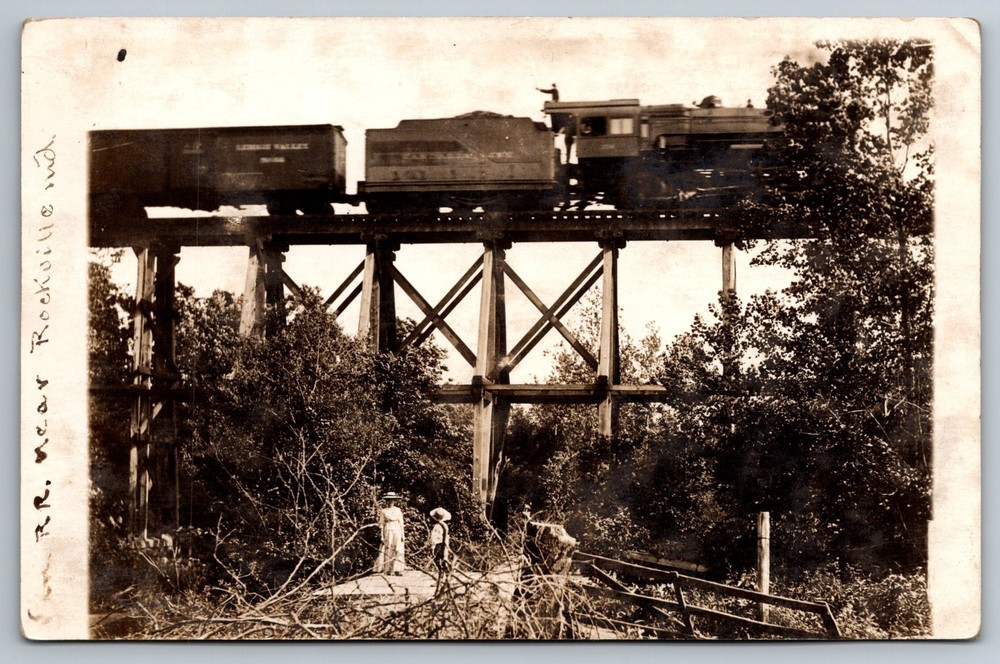 RPPC Lehigh Valley Railroad Steam Train Wooden Trestle Bridge Rockville Indiana