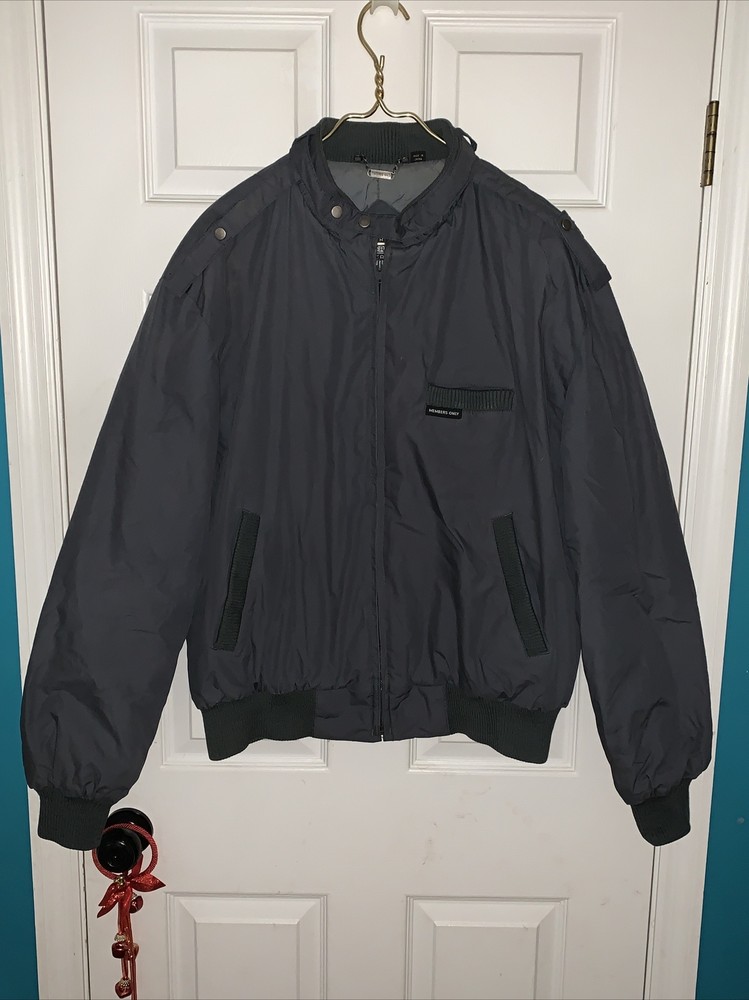 Men's Gray Members Only Jacket Size 46 Full Zip Long Sleeve-image