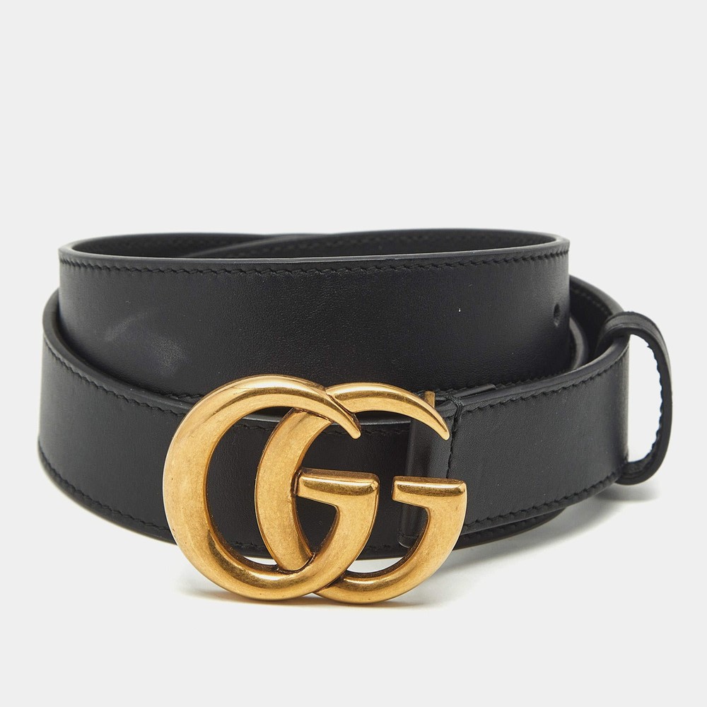 Gucci GG Marmont 95CM Buckle Belt Black Leather