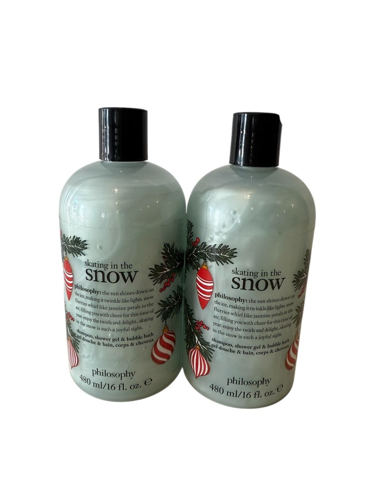 2x Philosophy Skating in the Snow 3 In 1 Shampoo Shower Gel Bath 16 oz Each
