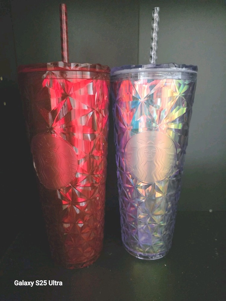 Starbucks 24oz Holiday Red Iridescent Jeweled Tumbler Brand New