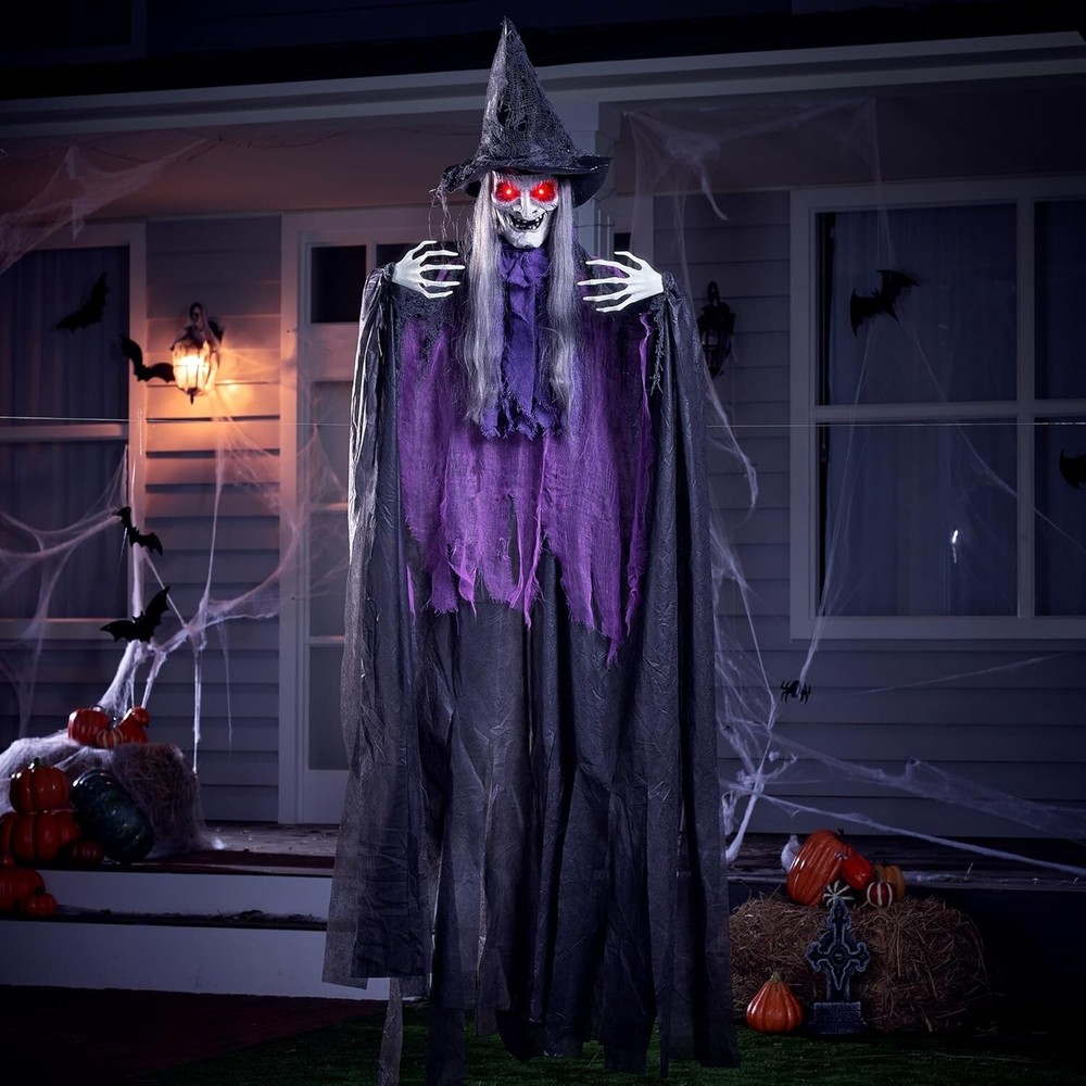 72-inch Light-Up Talking Witch Decoration with Sound Activation and Animated Features