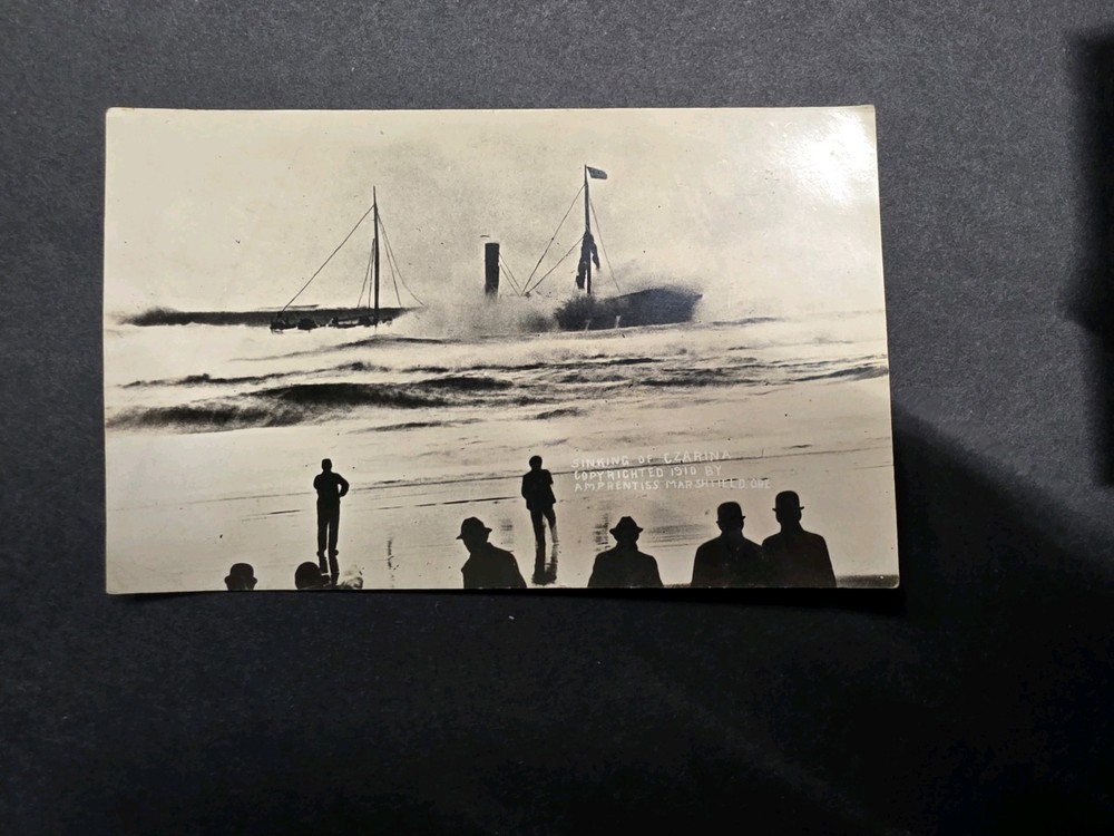 1910 Wreck of the Steamer Czarina Shipwreck Oregon Coast Coos Bay RPPC