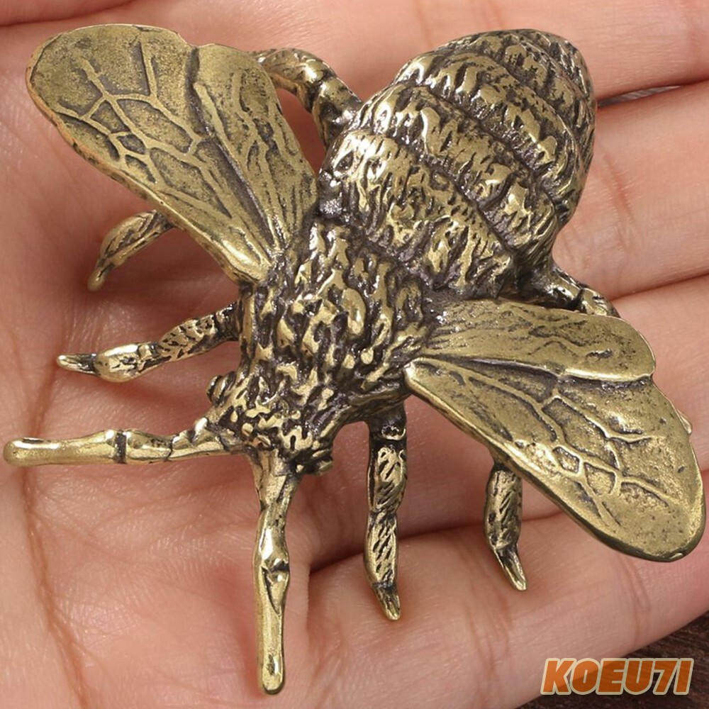 Vintage Brass Bee Figurine Small Animal Statue Retro Honeybee Decor Home Sculpture