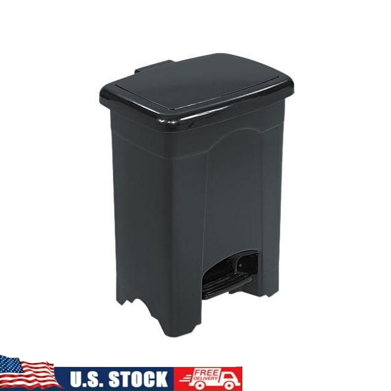 Plastic Step-On Trash Can 4 Gallon Hands-Free Indoor Outdoor Waste Bin Neat Tidy