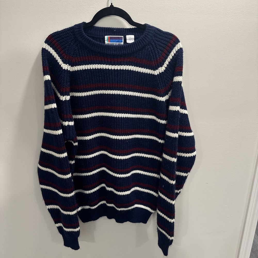 Vintage 90's Mens Sweater Graphix Sweater Size Large Blue Red White Striped