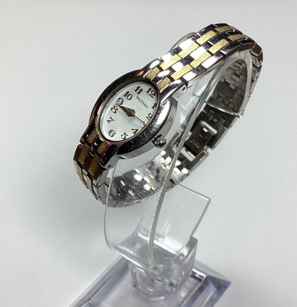 Reloj Mujer Waltham WAW058 Dos Tonos Cuarzo Analógico Talla Batería Nueva 5 1/2
