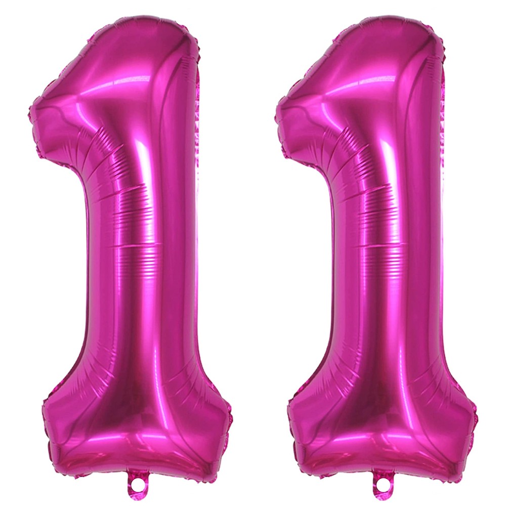11 Balloon Number Hot Pink Jumbo Giant Big Large Number 11 Foil Mylar Balloon...