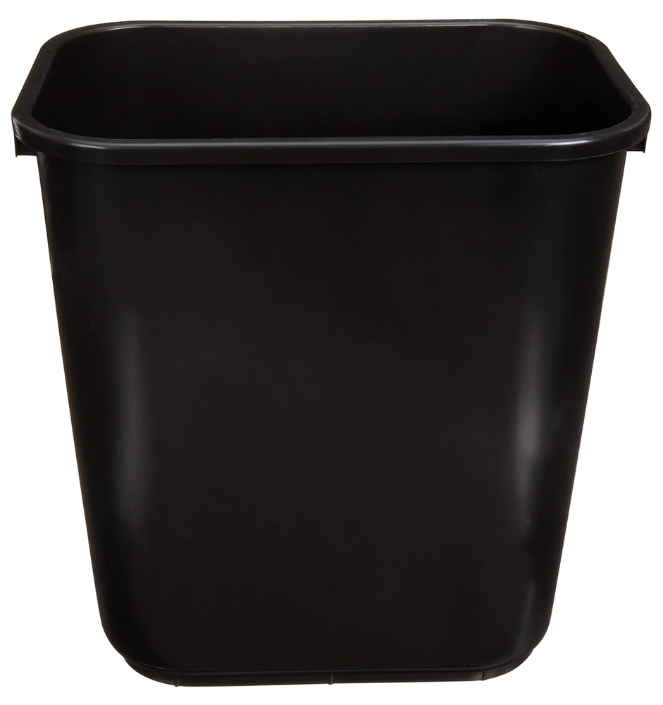 Trash Can, Rectangular Commercial Office Wastebasket, 7 Gallon (Pack of 6), Blac