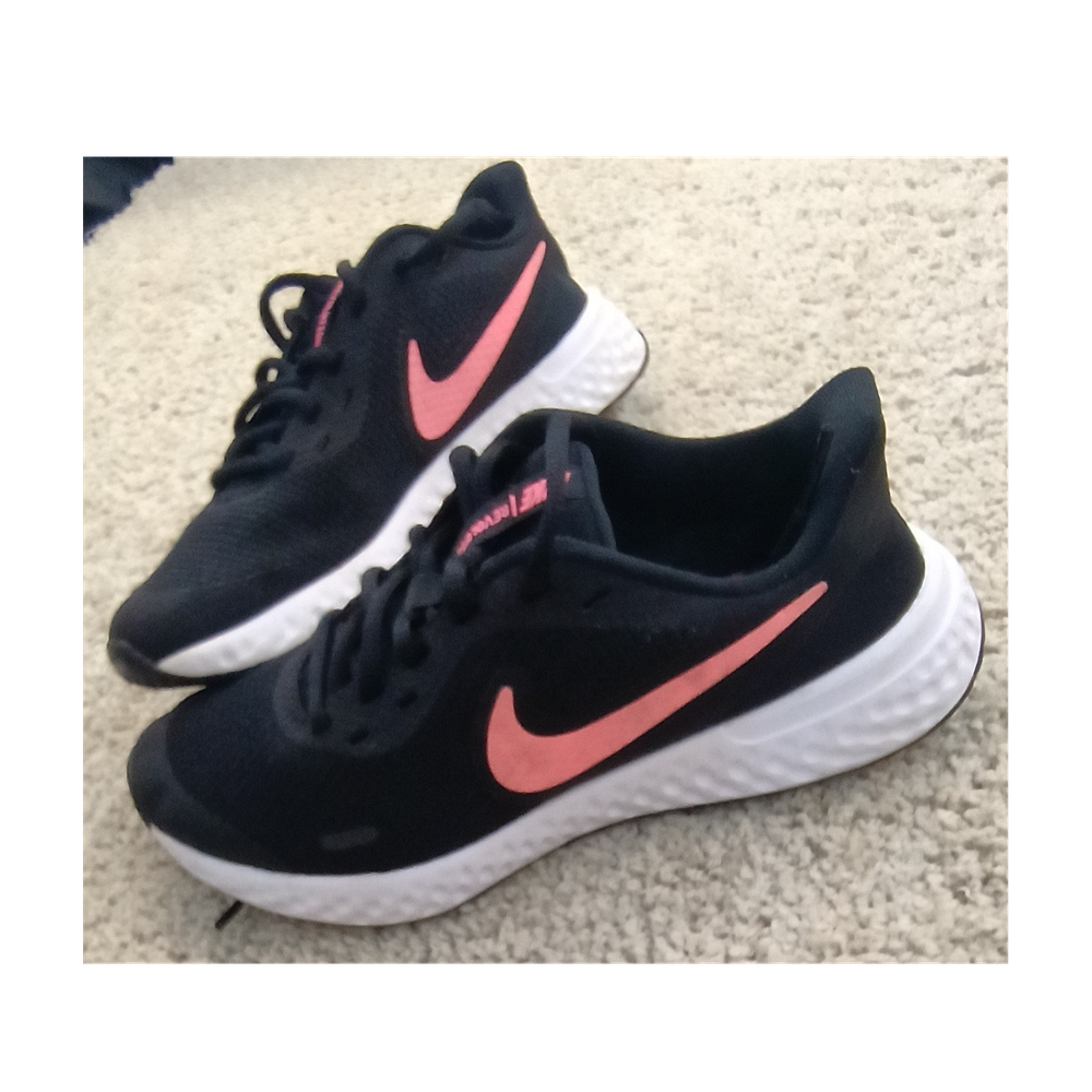 Nike Revolution 5 Black Pink Mesh Kids Athletic Sneakers 4Y BQ5671-002
