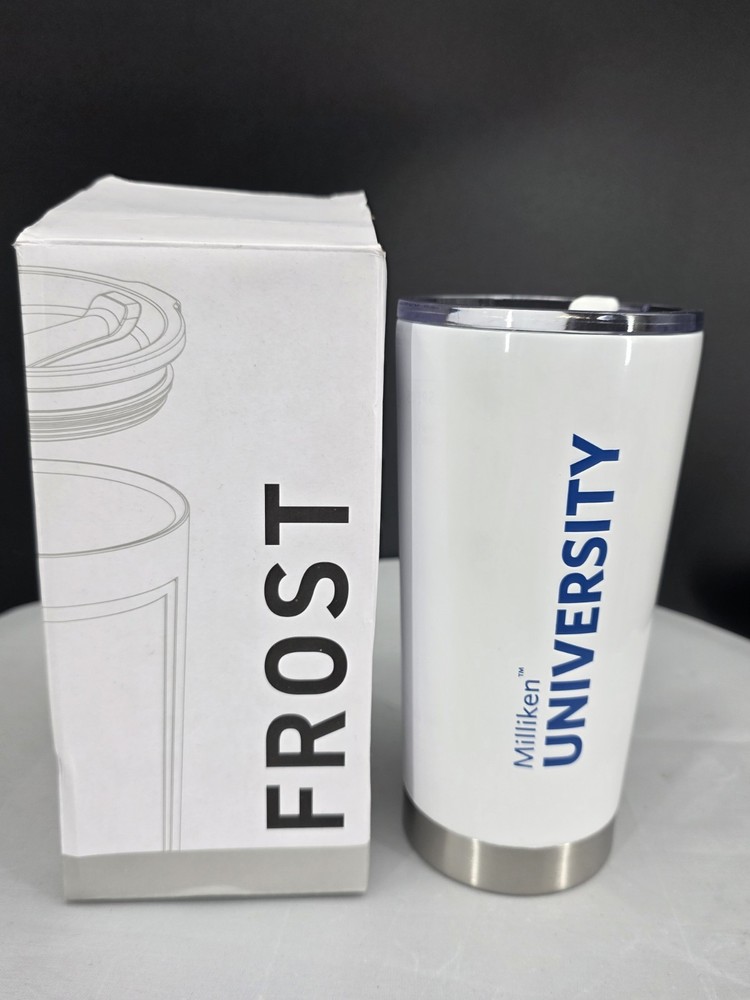 Milliken University 20oz Stainless Steel Tumbler White Insulated w Lid Boxed