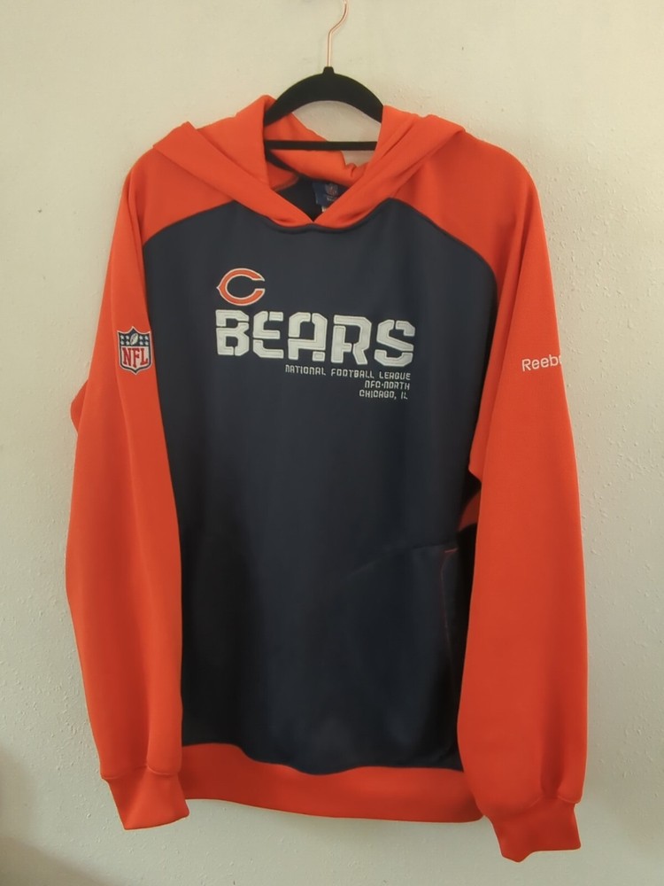 Reebok On Field NFL Chicago Bears Hoodie Orange Sweatshirt M Embroidered