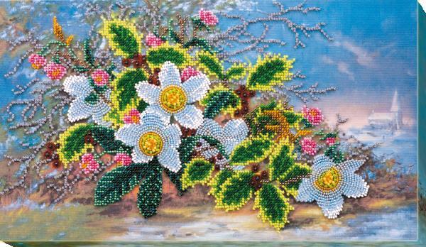Bead embroidery kit Christmas bouquet needlework kit Art canvas beadwork pattern
