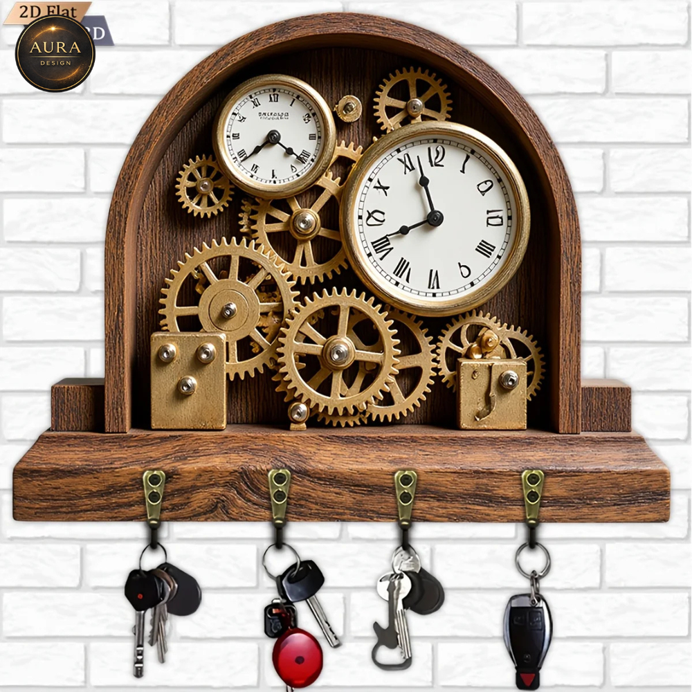 30cm Wall Keychain - 2D Organizer Mechanism 4 Hooks Entrance Watches