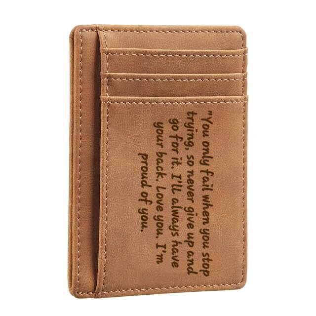 Slim Brown Leather Minimalist Wallet for Men - Ultra Soft