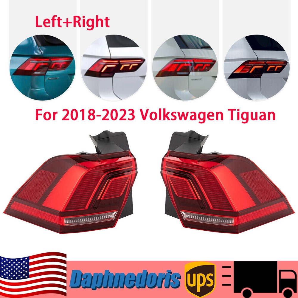Left & Right Outer Tail Light Set Fits 2018-2021 Volkswagen Tiguan Halogen Lamps