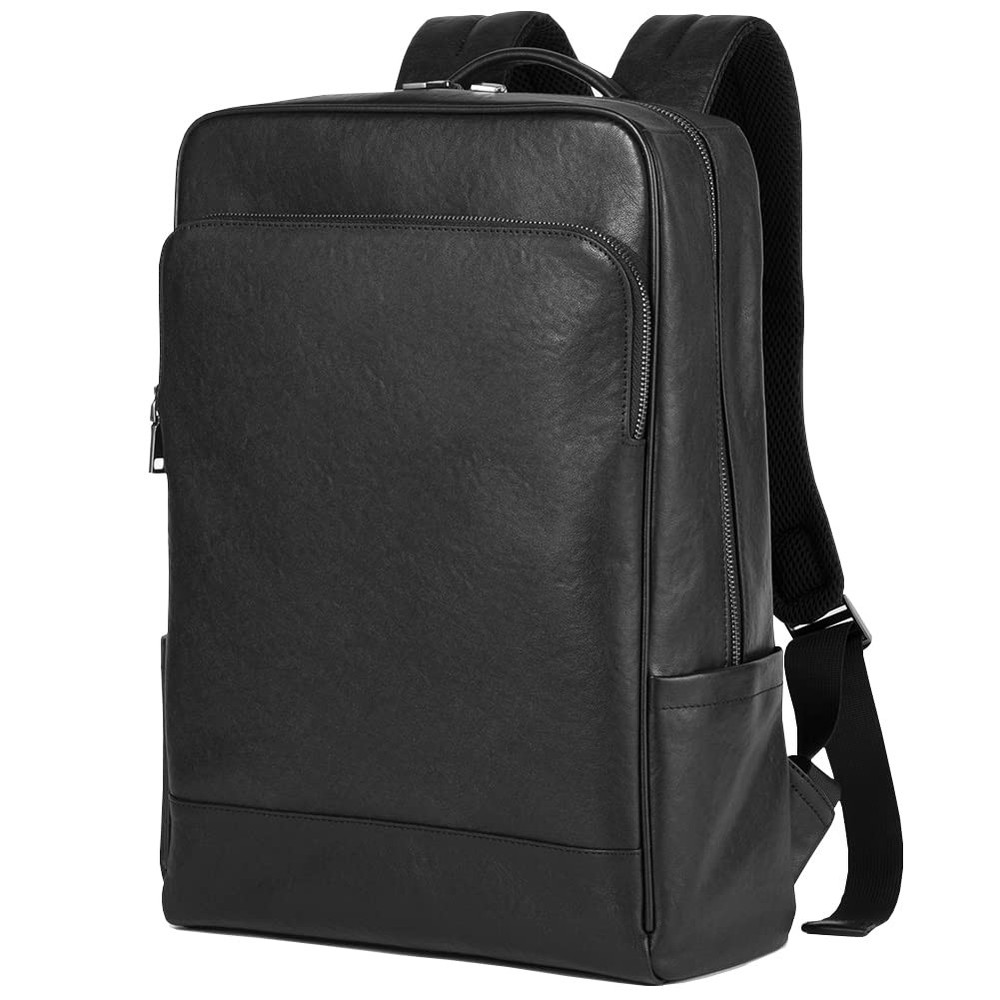 15.6 Inch Genuine Leather Laptop Backpack for Men and Women Business Travel