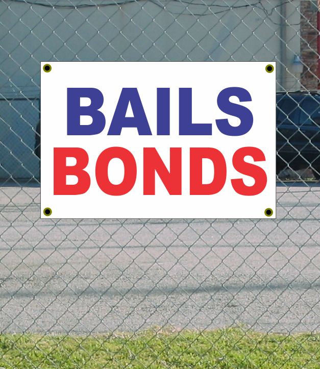 2x3 Red White & Blue Bail Bonds Banner Sign – New Discount Size & Price – Perfect for Promotions & Advertising