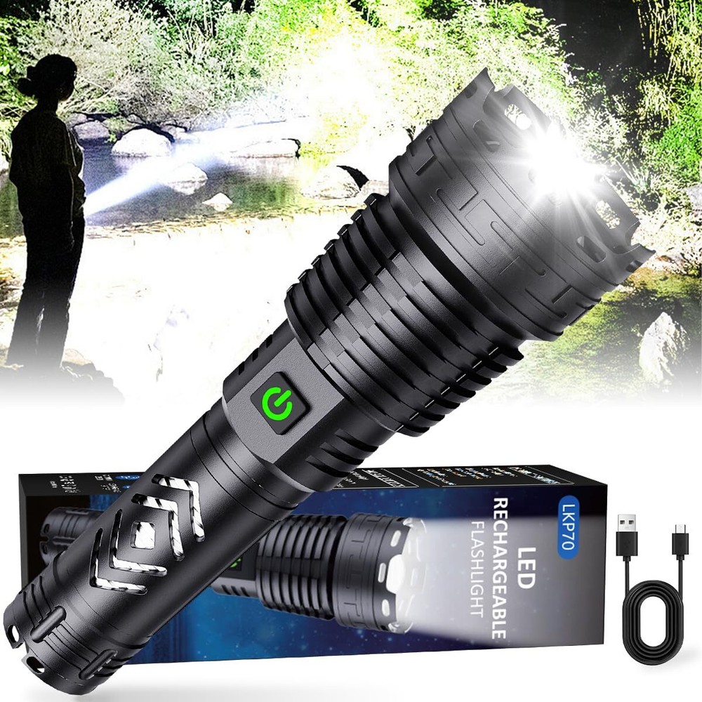 Rechargeable Flashlights High Lumens, 990000 Lumens Led Tactical Flashlight, ...