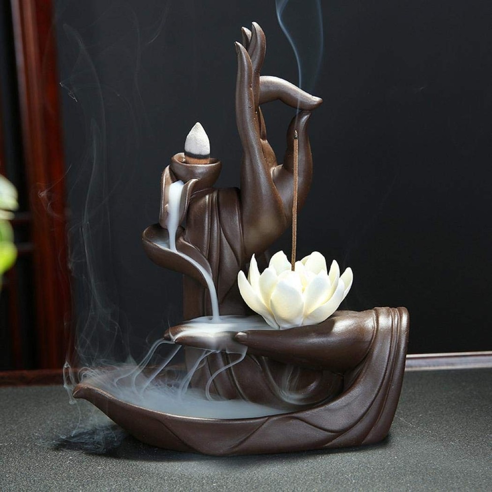 Backflow Incense Holder, Home Lotus Monk Incense Burner with 20 Cones and Gif...