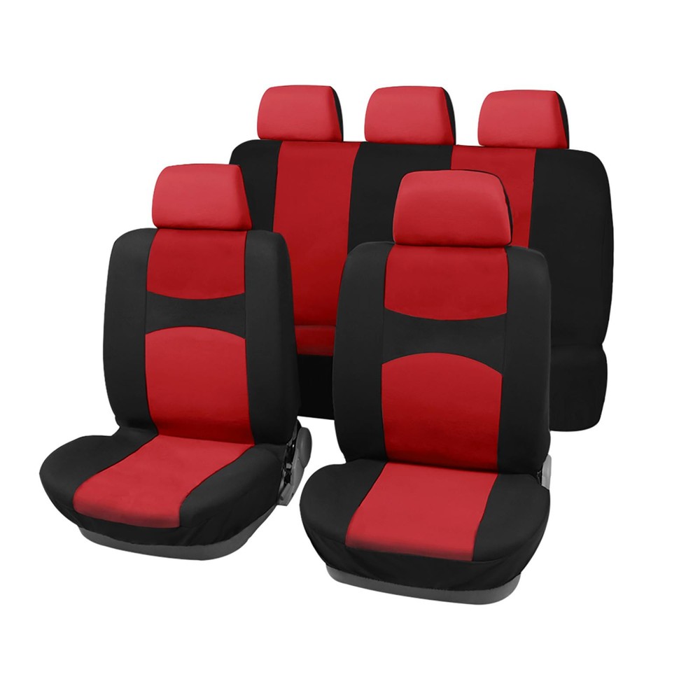 Universal Fits Full Set Car Seat Cover Kit for SUV Truck Black Red
