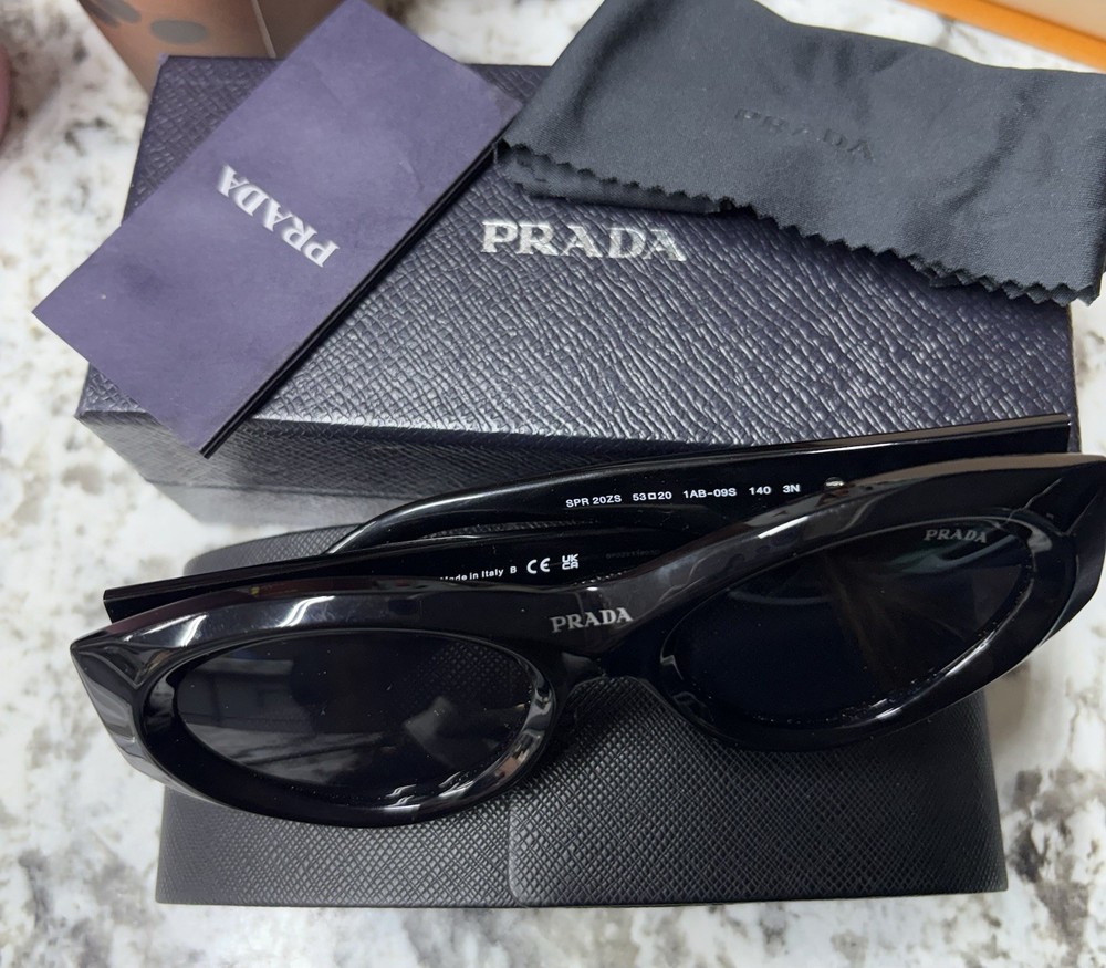 Prada PR17WS 1AB5S049 Women's Sunglasses 49 mm Black / Dark Grey Lens