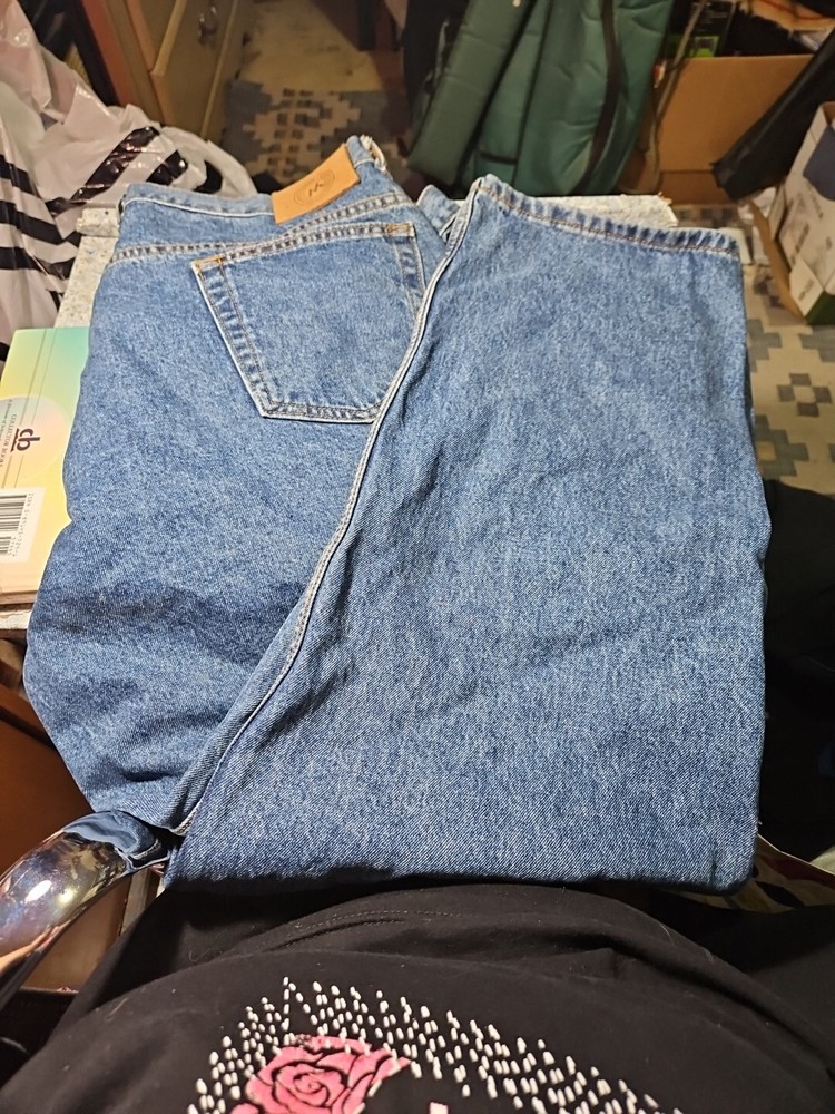 Members Mark Mens Blue Relaxed Straight Jeans 42x30 Medium Wash Denim-image