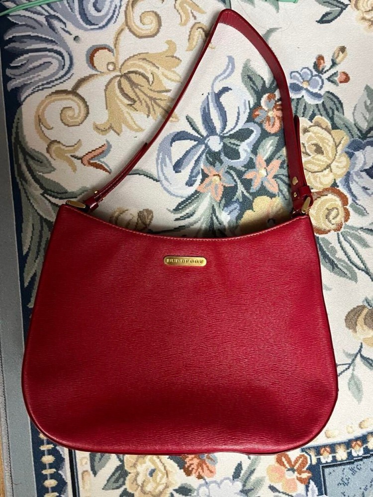 Burberry Shoulder Bag Nova Check Leather Red Authentic F1105178