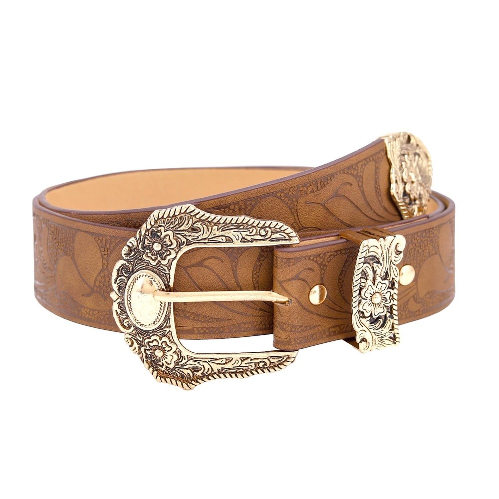 Bemous Western Belt for Women Brown Cowgirl Leather Belts