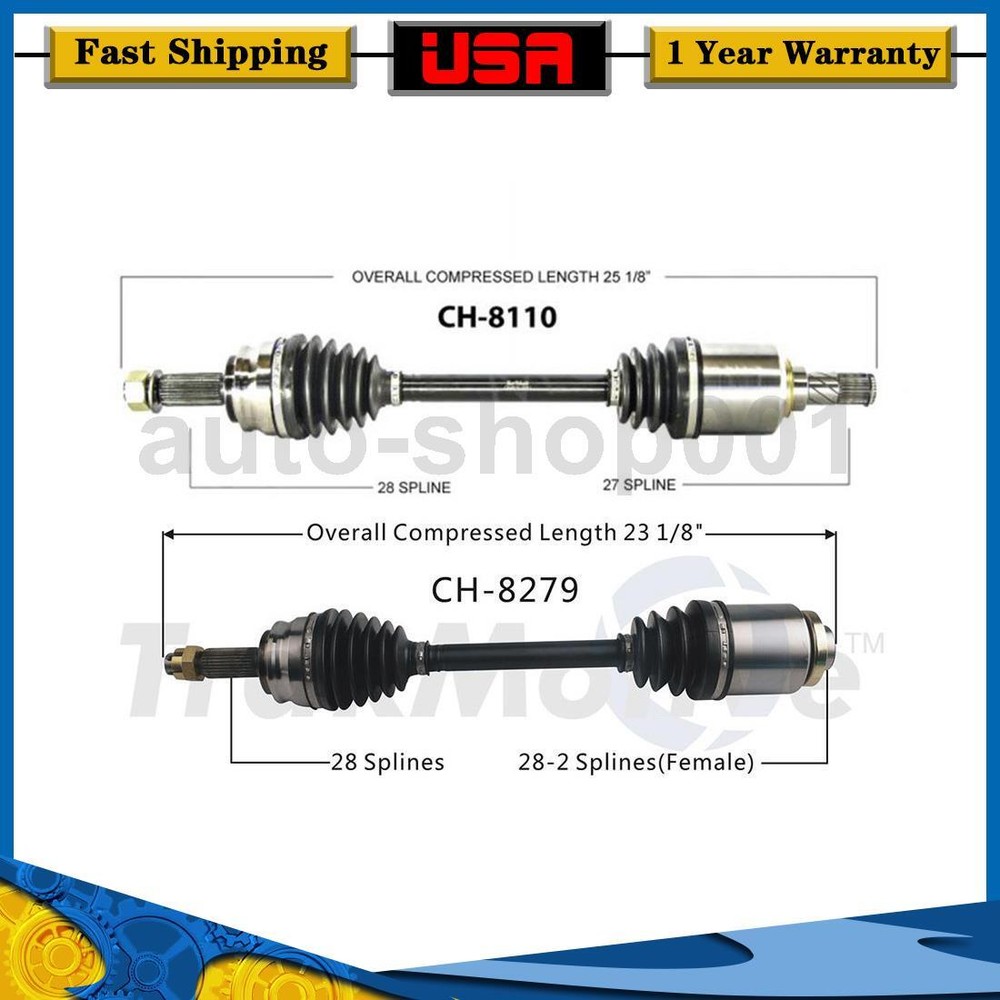 TrakMotive Front Driver Passenger Side CV Axle Joint For Jeep Compass 2015