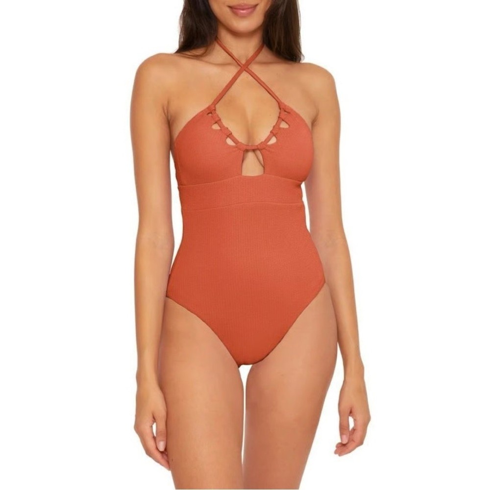 NWOT Becca Candice Pucker Up Cutout One Piece Swimsuit Size Medium