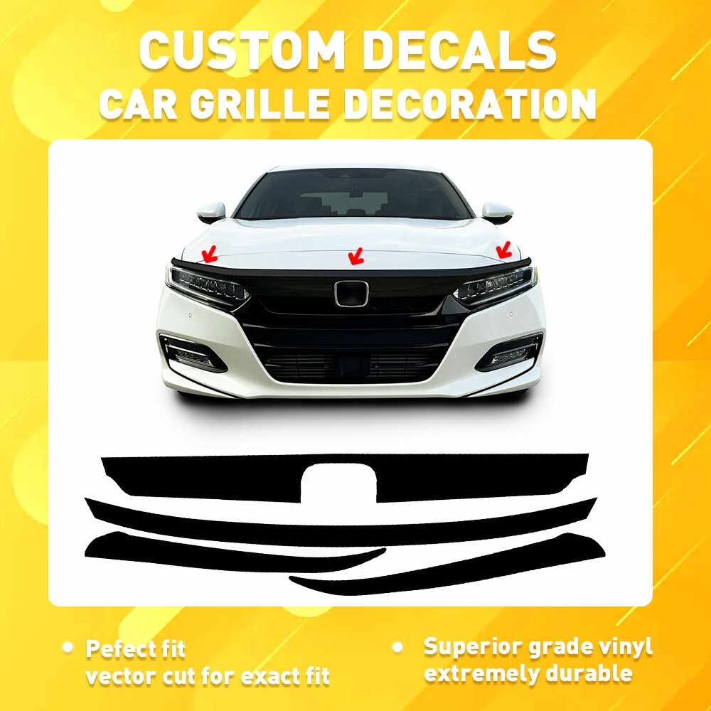 For Honda Front 2018-2020 Accord Grille Blackout Chrome Delete Precut Vinyl Trim