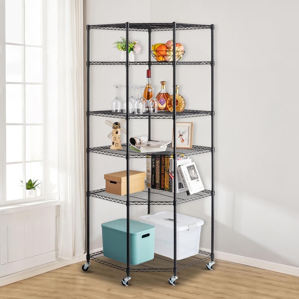 Heavy Duty Wire 6-Tier Layer Corner Shelf Garage Storage Shelving Rack Unit