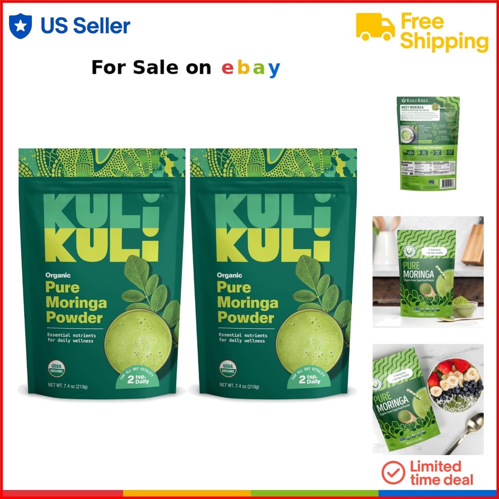 Organic Moringa Powder 14oz Non-GMO Superfood Boost for Smoothies & Drinks