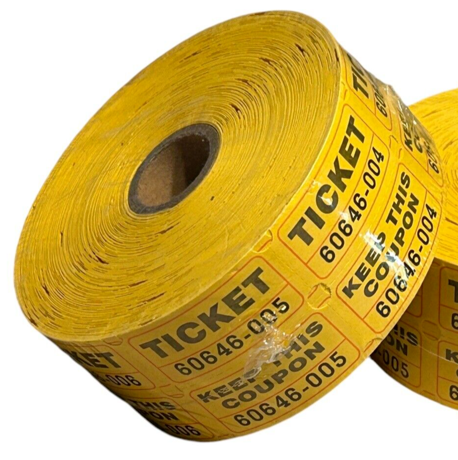 1000-Piece Yellow Numbered Double Raffle Tickets with Keep This Coupon - Half & Half Split-image