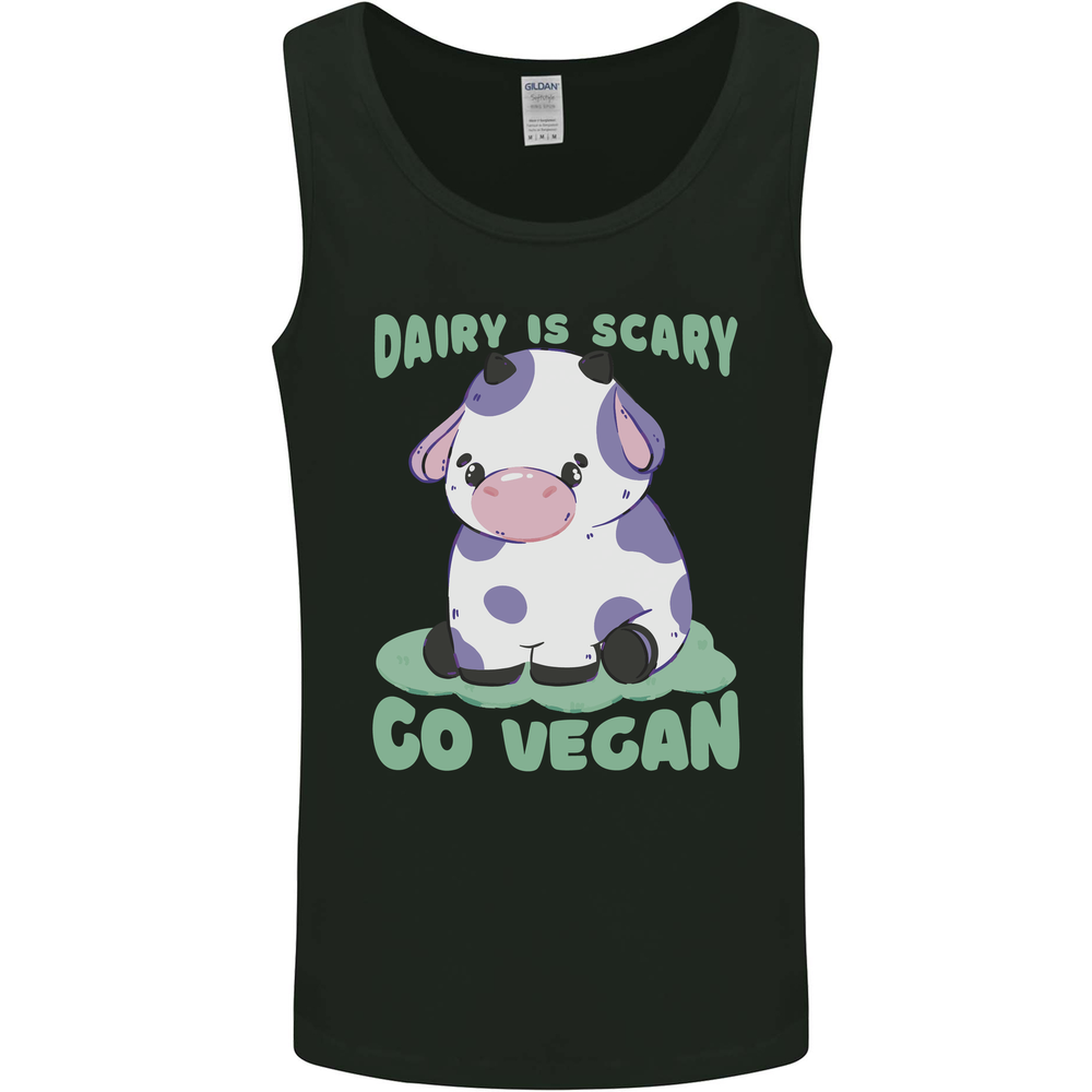 Dairy Is Scary Go Vegan Funny Mens Vest Tank Top