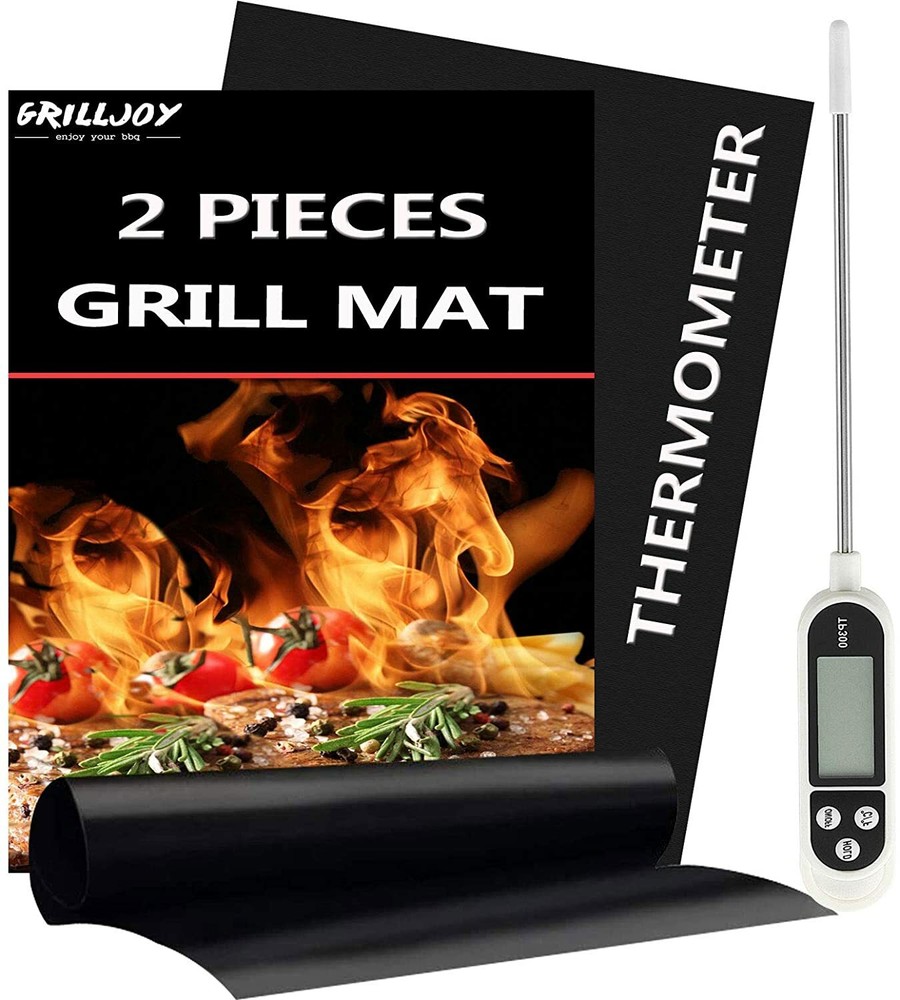 Grilljoy Set of 2 Grill Mats and 1 Digital Meat Thermometer--Clearance Sale-image